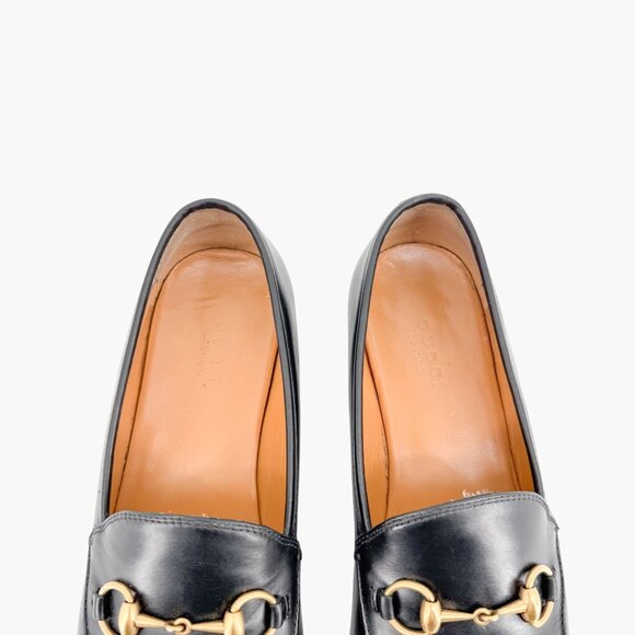 Gucci Jordaan Horsebit Loafer Flat Size 37 US 7 Black Leather Slip On Brixton - Picture 5 of 16